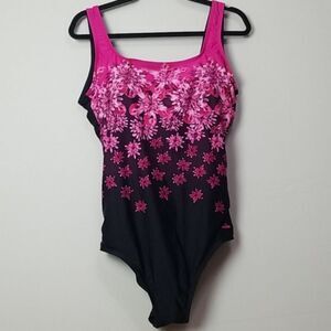 Swimsuits For All size 16 One Piece Tummy Control Built in Bra Ombre Floral Pink
